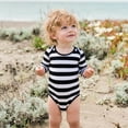 thumbnail image 5 of COUVER Unisex Baby Infant Toddler Long Sleeve Lap Shoulder Striped color Bodysuit Onesie, Black and White, 12M, 5 of 10