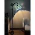 thumbnail image 3 of ENJOY DÉCOR LAMPS 63-Inch 1-Light Traditional Adjustable LED Bulb Included Bronze Gooseneck Floor Lamp with Stained Glass Blue Leaves Bowl Shade, 3 of 5