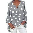 thumbnail image 2 of Kayannuo Womens Long Sleeve Tops Long Sleeve V-Neck Floral Print Polka Dot Fall Blouses for Women Woman Fashion s Wave Point Comfortable Leisure Loose Color Blocking Tops Blouse, 2 of 6