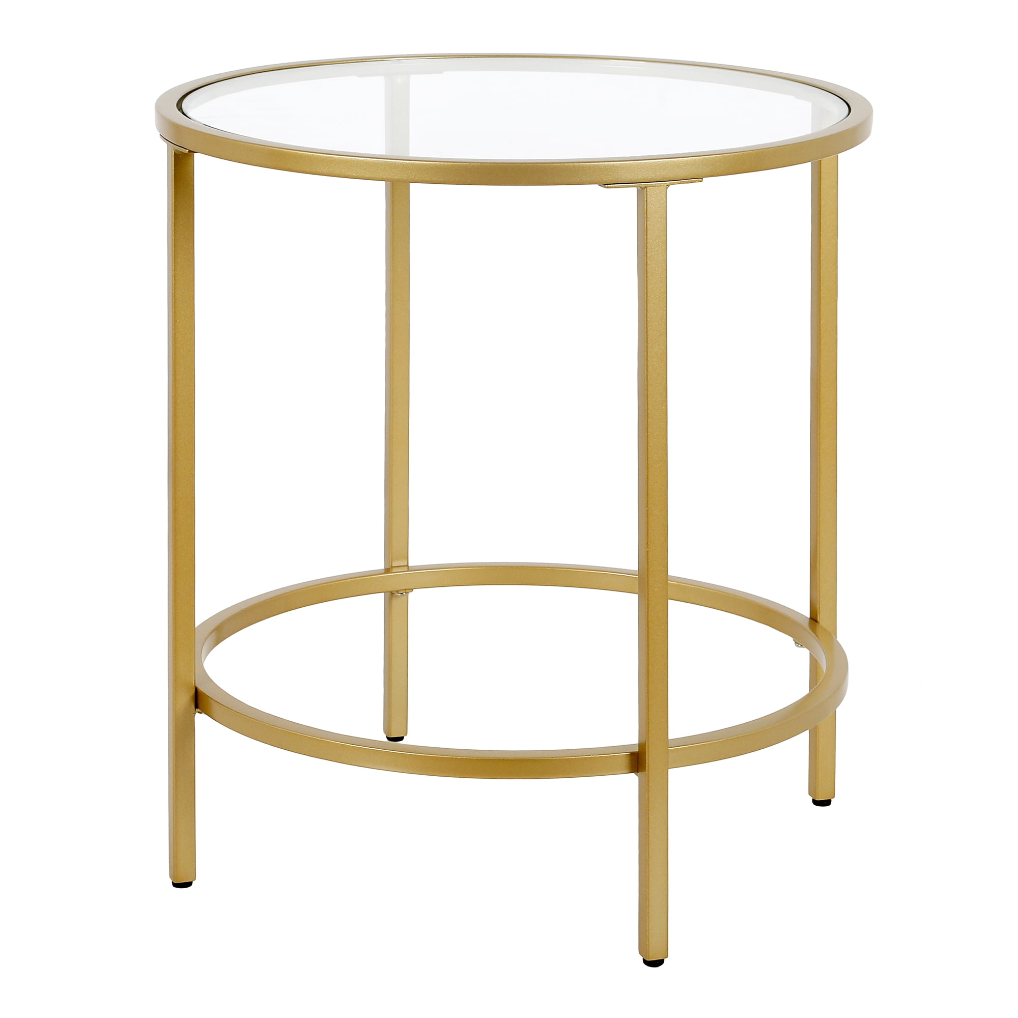 clear and gold side table