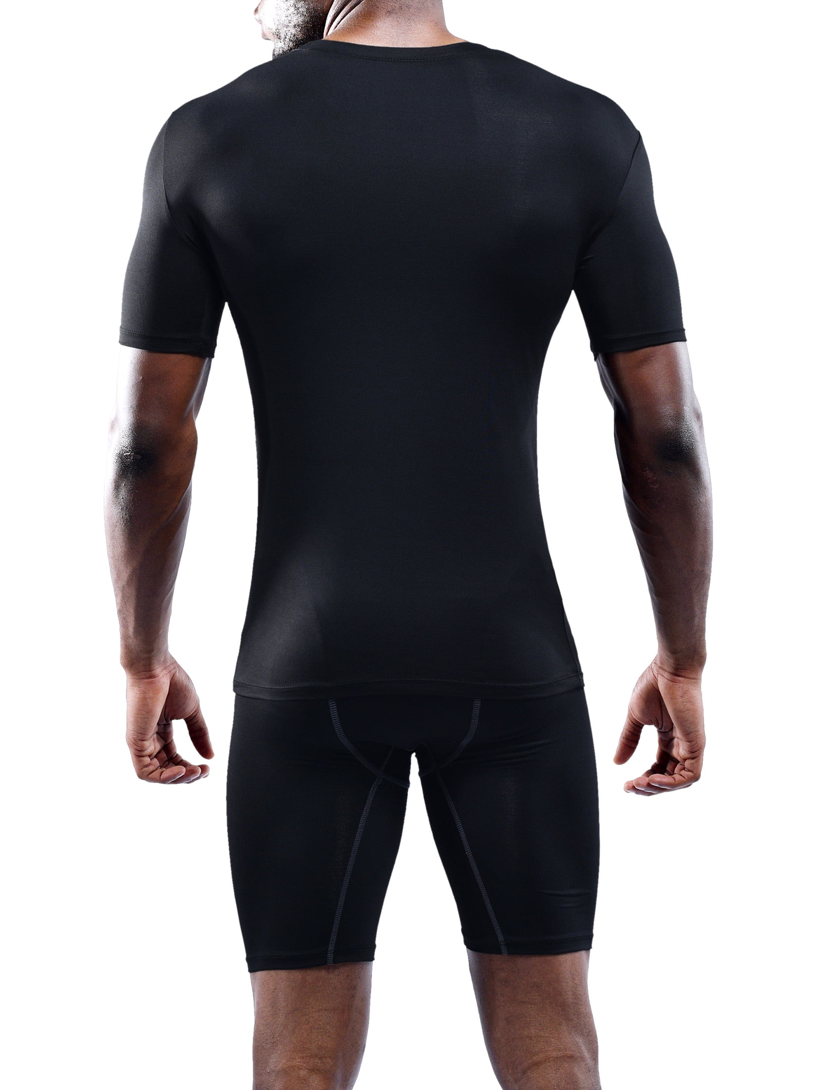NELEUS Men's Compression Shirt Athletic Tight Tops Base Layer Short Sleeves 3 Pack,Black,US Size M