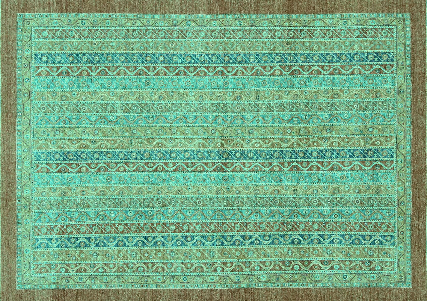 Ahgly Company Machine Washable Indoor Rectangle Abstract Turquoise Blue ...