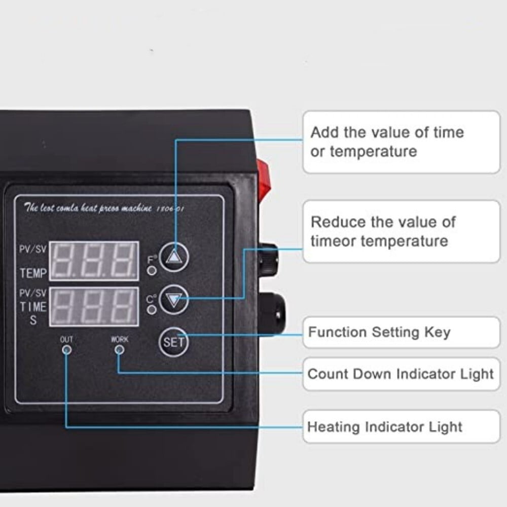Heat Press Digital Dual Display Control Box-Temperature for Heat Press Machine