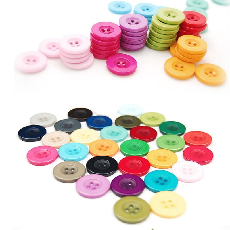 Assorted Color Ruikey 100 pièces 2 Holes Round Resin Buttons /Sewing Button,for Children for Craft Decals Decoration 