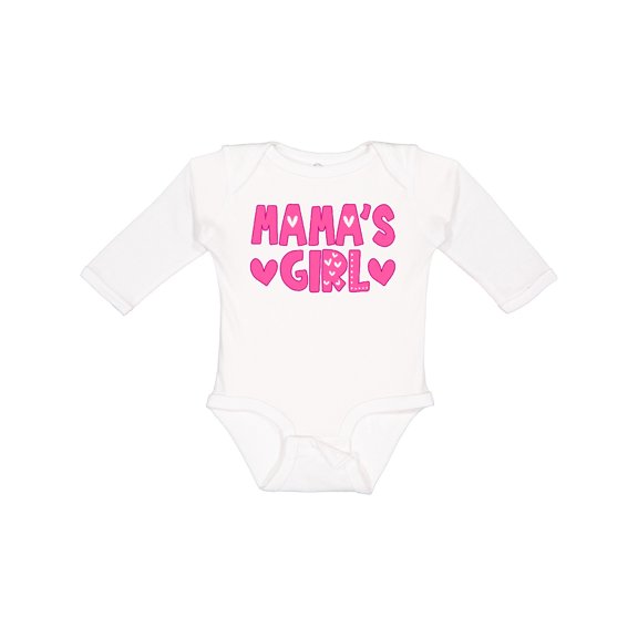 Inktastic Mama's Girl Pink with Hearts Girls Long Sleeve Baby Bodysuit
