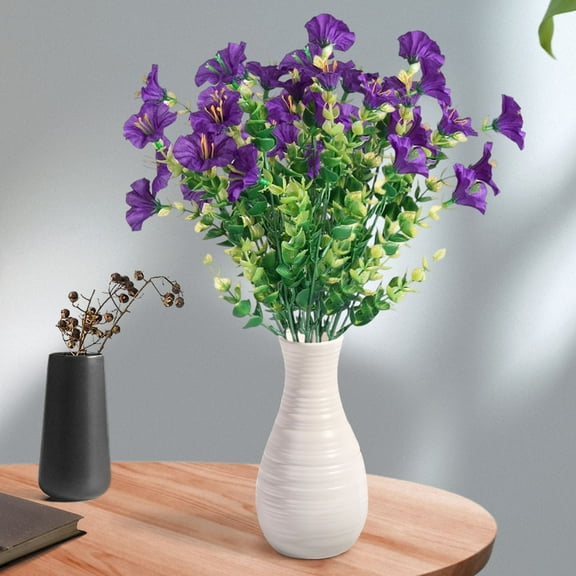 Simulated Violet Flowers, Small Artificial Spring Grass, Silk Printed Decor, Home Office Wedding Decoration, Lightweight Fake Bouquet, Wall Table Centerpiece, 2 Pack, Realistic Floral Arrangement