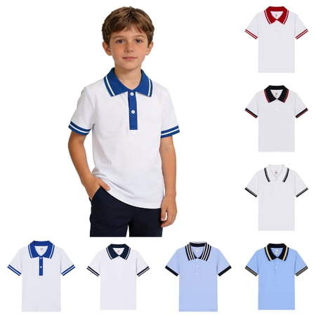 XINXIAOO Girls Boys Short Sleeve Polo Shirts Classic Collared Neck Kids School Uniform Shirt Girls Boys Clothes 11-12 Years