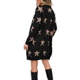 thumbnail image 5 of Franhais Women 's Open Front Long Sleeve Star Print Knitted Chunky Cardigan Sweater with Pockets (S-XL), 5 of 6