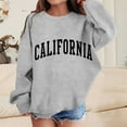 thumbnail image 2 of Black California Patterned Sweatshirt for Women, Low-Cut Crewneck Pullover Tops, Soft and Cozy Long Sleeve Tops, 2 of 5