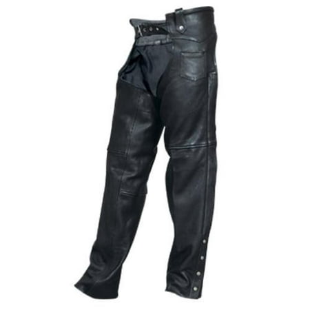 Men's Boy Motorcycle Large Size Plain Drum Dyed Naked Cowhide Leather Chap With Silver Hardware
