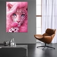 thumbnail image 4 of Mudket Pink Fluffy Leopard with Pink Rose Canvas Wall Art, Cute Glam Princess Wall Art for Bedroom Print for Girls Nursery Dorm Home Decor , Framed Ready to Hang - 12"L x 8"W, 4 of 9