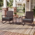 thumbnail image 2 of Costway 3 Piece Patio Rocking Bistro Set, 2 Rattan Armchairs with 2-Tier Side Table Mix Brown + Gray, 2 of 10