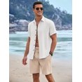 thumbnail image 3 of COOFANDY Mens Linen Shorts 9" Elastic Waist Drawstring Casual Shorts Lightweight Summer Beach Shorts, 3 of 6