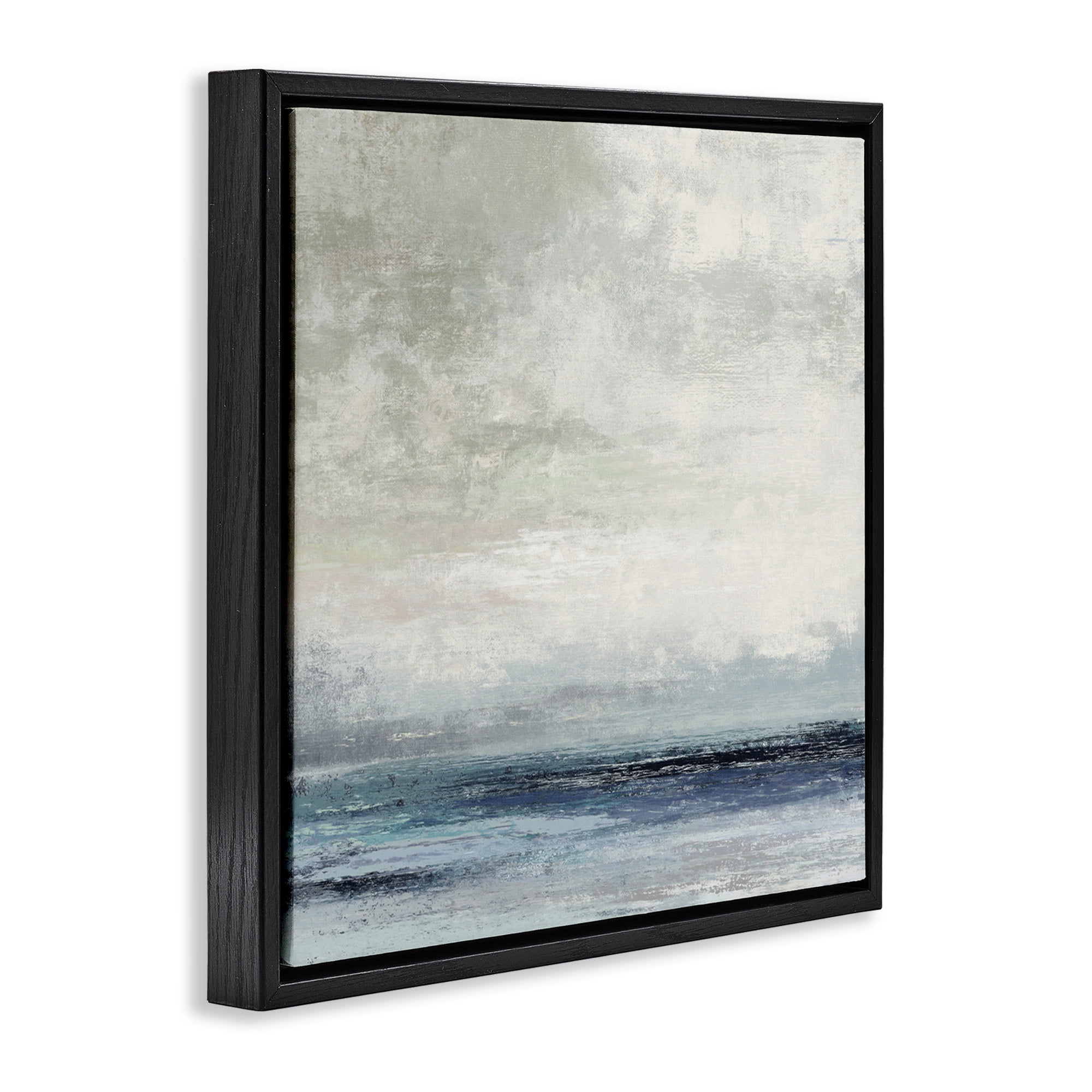Stupell Industries Rainy Sea Shoreline Abstract Abstract Painting Black Floater Framed Canvas Art Print Wall Art, 18 x 18