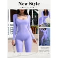 thumbnail image 4 of Xuanfei Women Solid Color Square Neck Long Sleeve Butt Lifting Bodycon Jumpsuit, 4 of 4