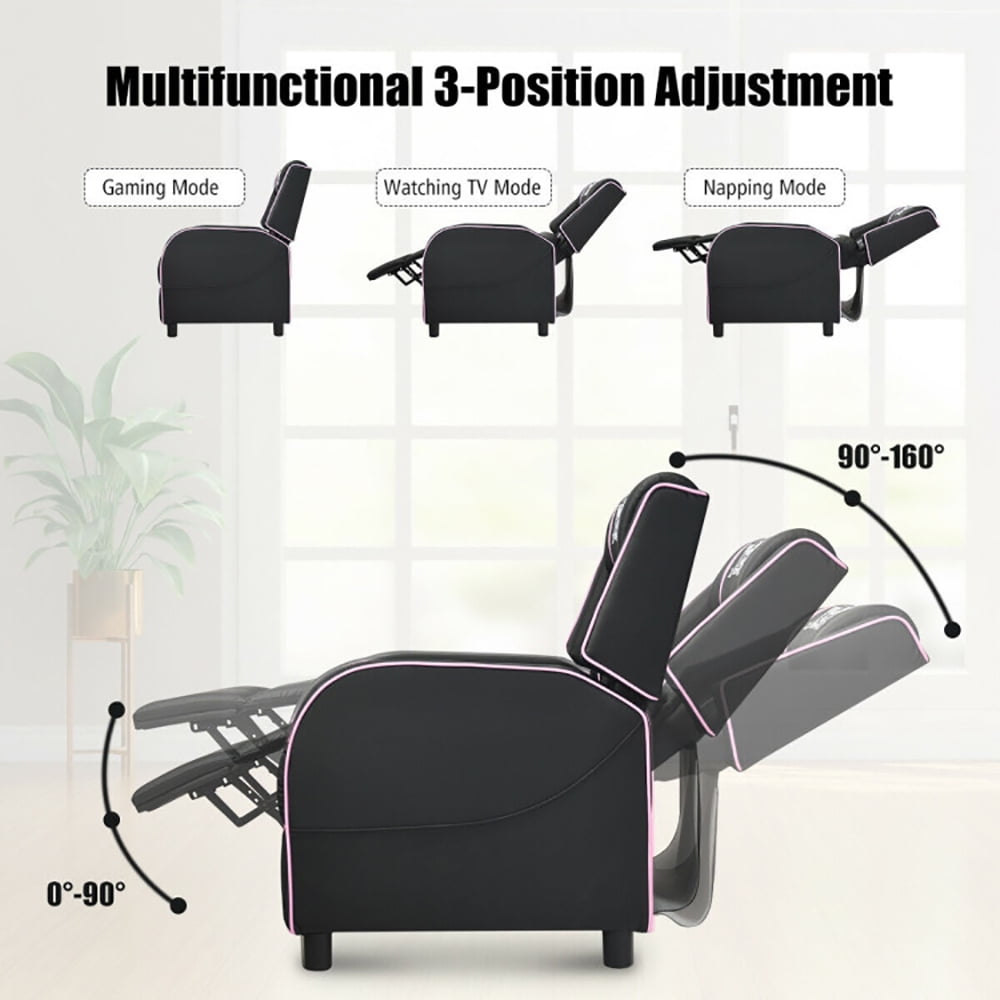 Finihen Massage Recliner Chair, Massage Racing Gaming Single Recliner Chair, for Gaming Room, Home Theater, Pink