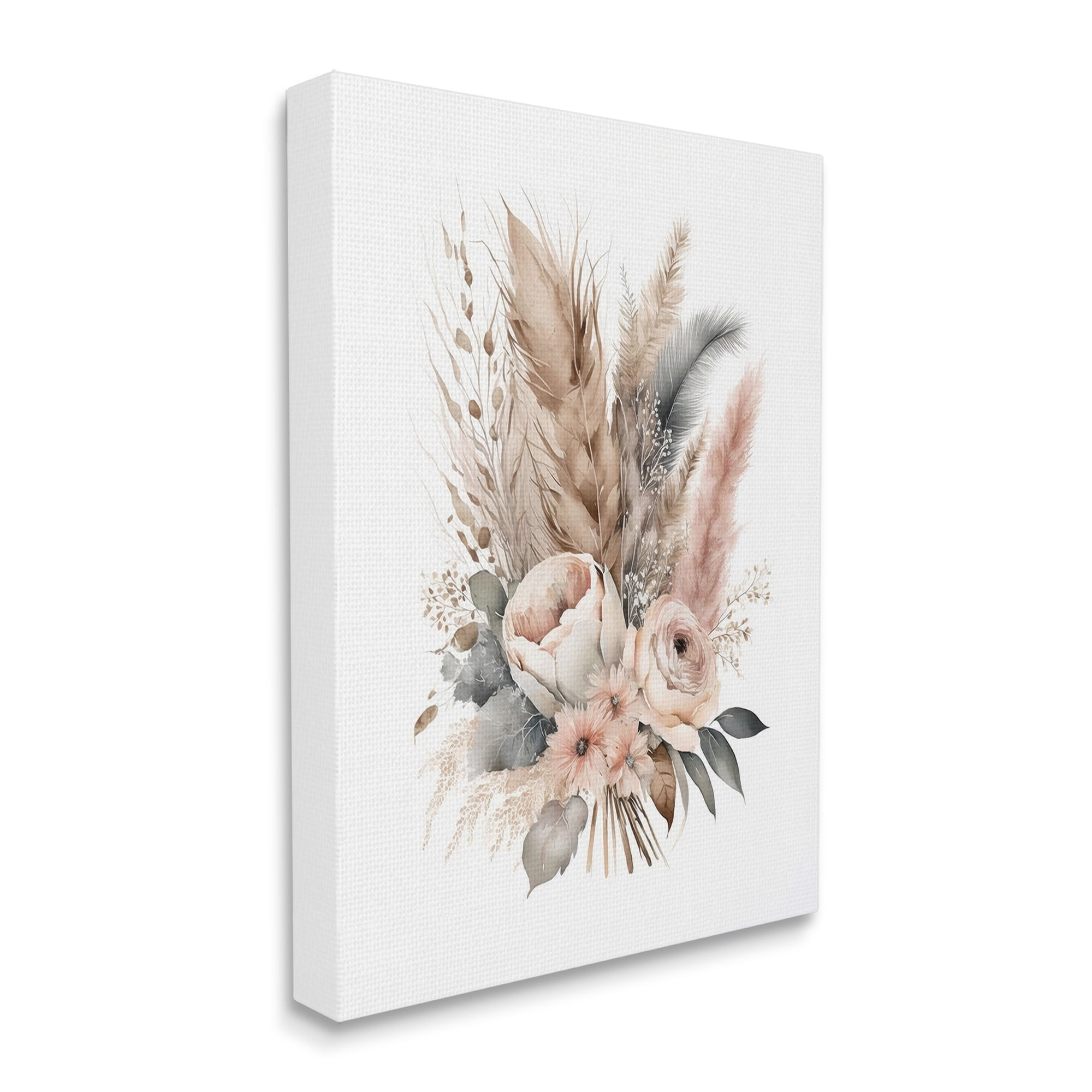 Stupell Industries Boho Feather Bouquet Botanical & Floral Painting Gallery Wrapped Canvas Art Print Wall Art, 24 x 30