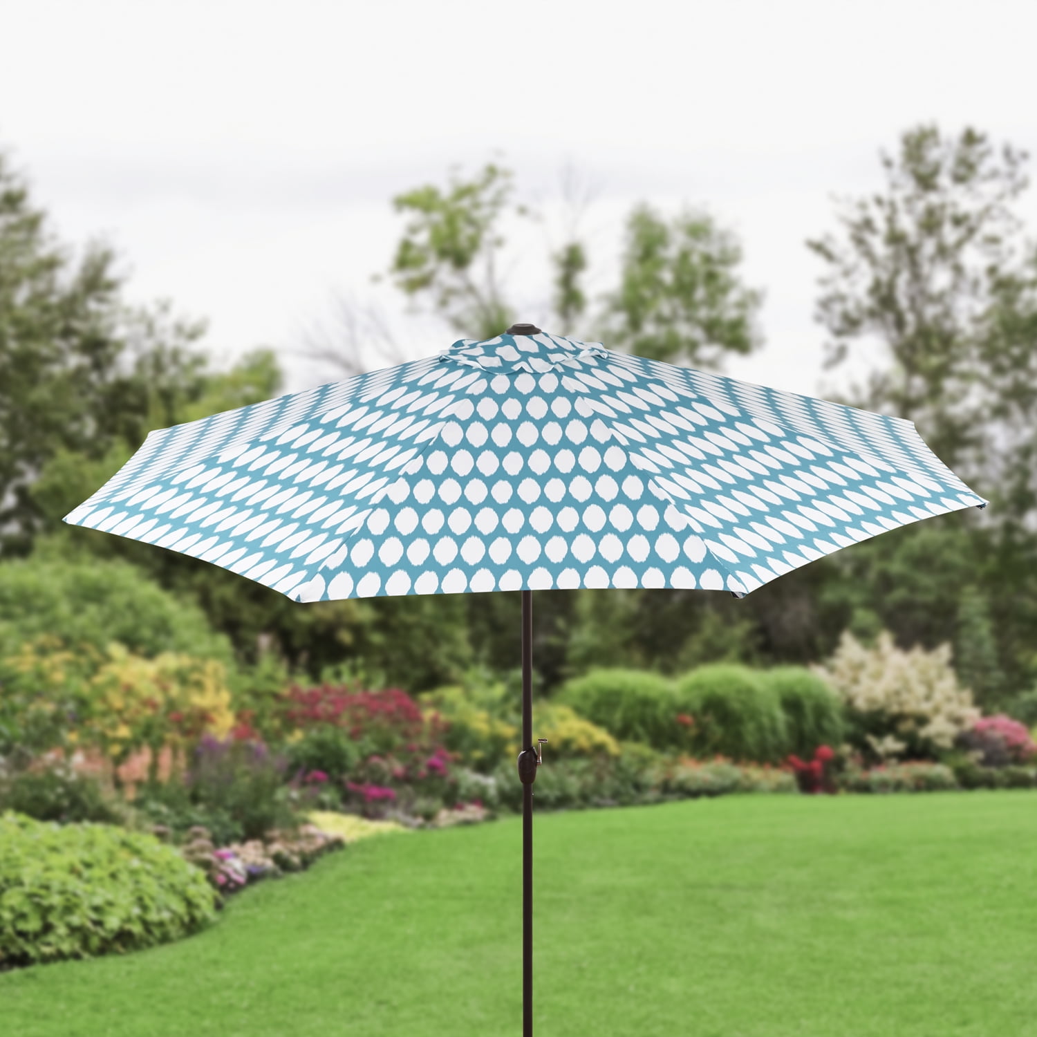 Better Homes and Gardens 9' Printed Market Umbrella, Ikat Aqua by NINGBO EVERLUCK OUTDOOR PRODUCTS MANUFACTING CO LTD