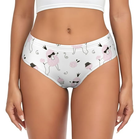 Womens Underwear - Cartoon Cute Poodle Dog Pink Cake No Show Seamless Underwear for Women  Stretch Women s Panties  Hipster Soft Comfort Ladies Panties Bikini Underwear Briefs