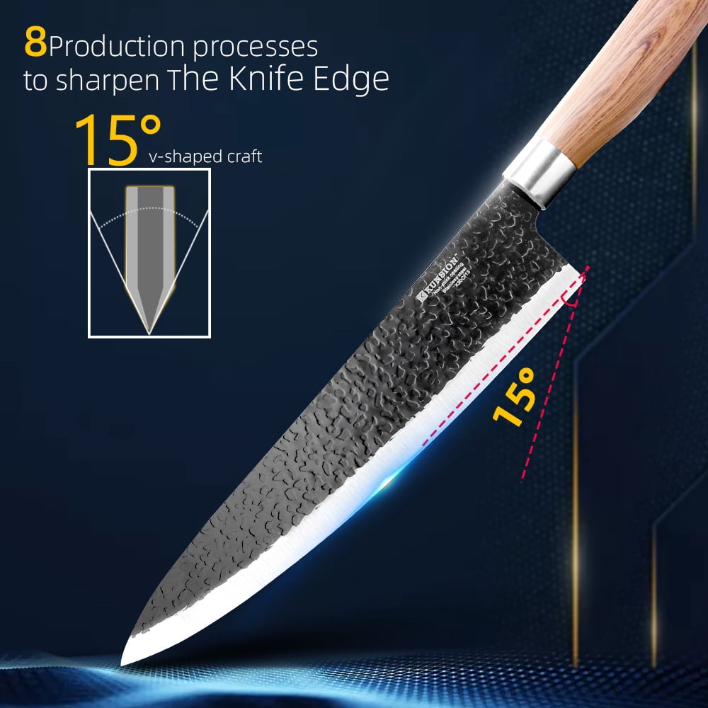 Myvit Chef Knife Set for Kitchen,Stainless Steel Nakiri Knife with Scissor and Peeler Gift Case