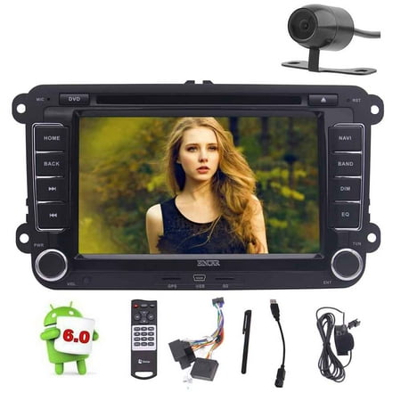 7 inch Android 6.0 Head Unit Double Din Car DVD Player Stereo Radio for Jetta Golf Passat support Bluetooth GPS Sat Navi 4G/3G WiFi OBD2 Can-bus with External Microphone Backup Camera Remote