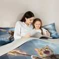 thumbnail image 4 of Manfei Cute Cat Shark 7 Pieces Bedding Comforter Set,Nautical Adventure Theme Full Bedding Set,Blue Ocran Fitted Sheet Flat Sheet For Girls,Breathable Home Decor Reversible, 4 of 8