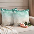 thumbnail image 2 of Green Ombre Coastal Outdoor Waterproof Pillow Covers, Sea Nautical Summer Beach Starfish Coral Decorative Square Throw Pillowcase Sofa Cushion Sham for Patio/Couch/Chair, 16"x16" 2 Pack, 2 of 8