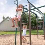 Lifetime Kid's Monkey Bar Adventure Metal Swing Set with Slide, Belt Swings and Trapeze Bar (91028)