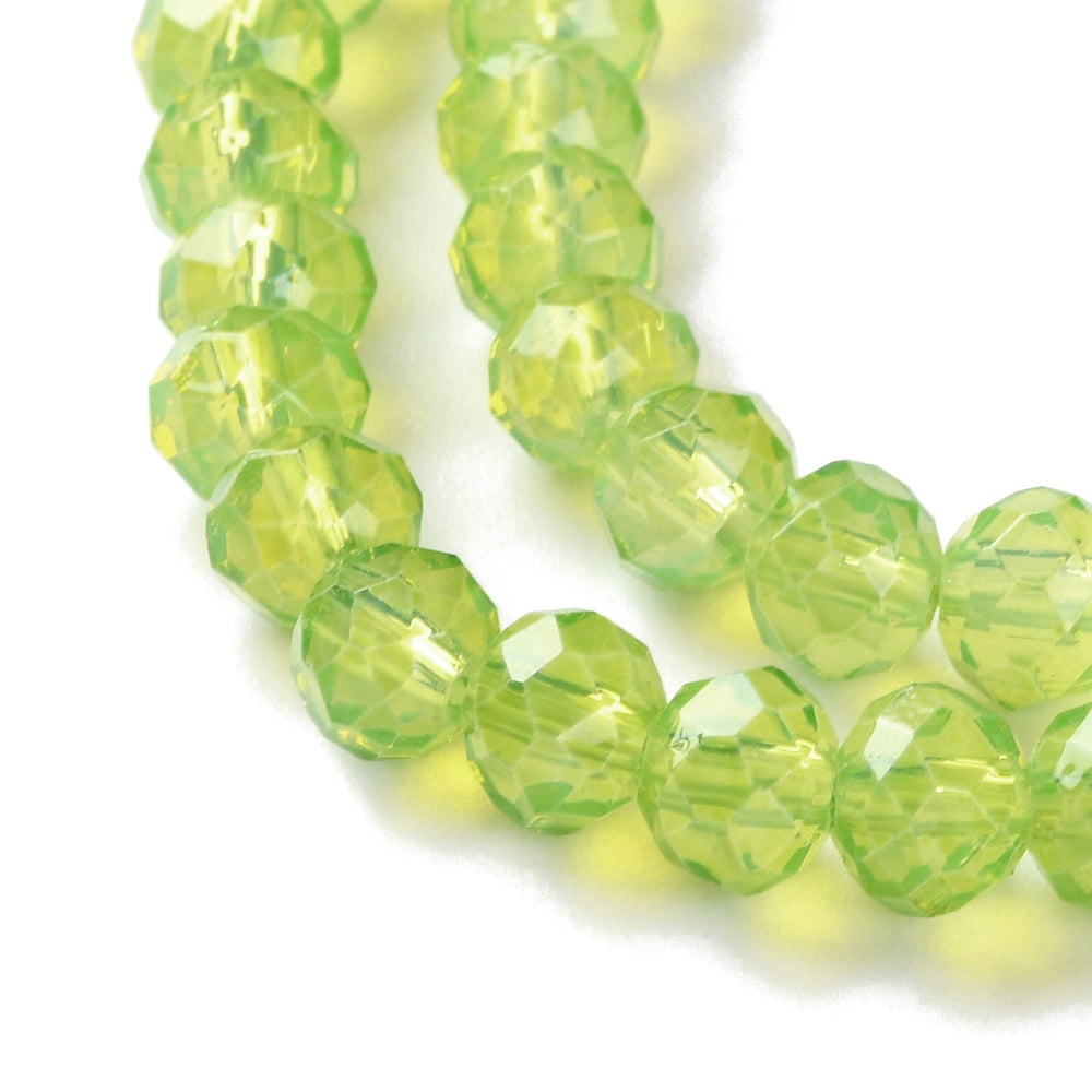 20Strand Baking Painted Transparent Glass Beads Strands Imitation Opalite Faceted Round Yellow Green 6x5mm Hole: 1.3mm about 84pcs/strand 16.57''(42.1cm)