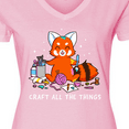 thumbnail image 4 of Inktastic Red Panda Craft All The Things Women's V-Neck T-Shirt, 4 of 5