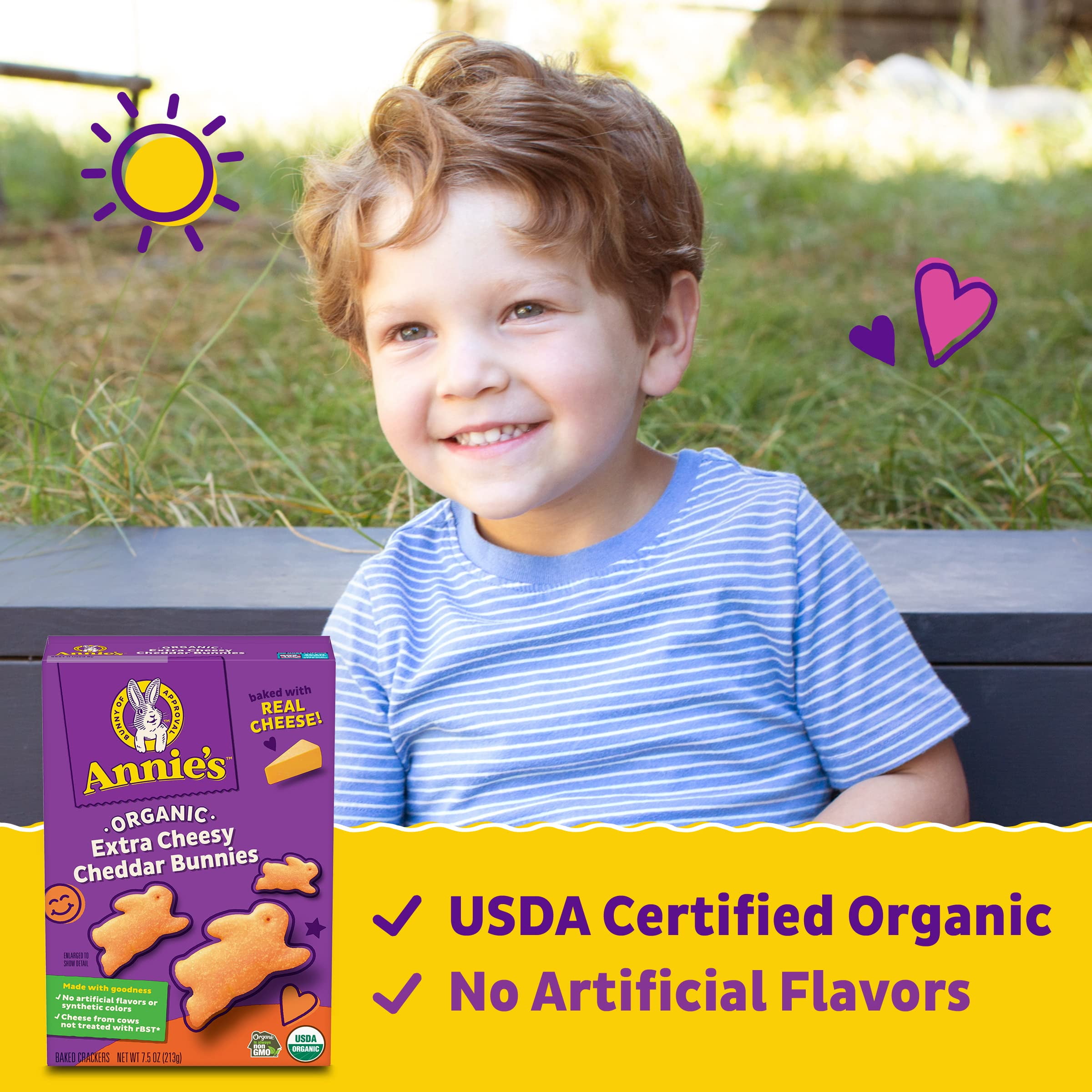 Annie's Organic Extra Cheesy Cheddar Bunnies Snack Crackers, 7.5 oz (Pack of 12)