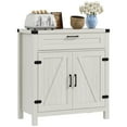 thumbnail image 2 of HOMCOM Sideboard Buffet Cabinet with Storage Drawer, Modern Farmhouse Kitchen Cabinet with 2 Barn Doors, Coffee Bar Cabinet, White Oak, 2 of 9