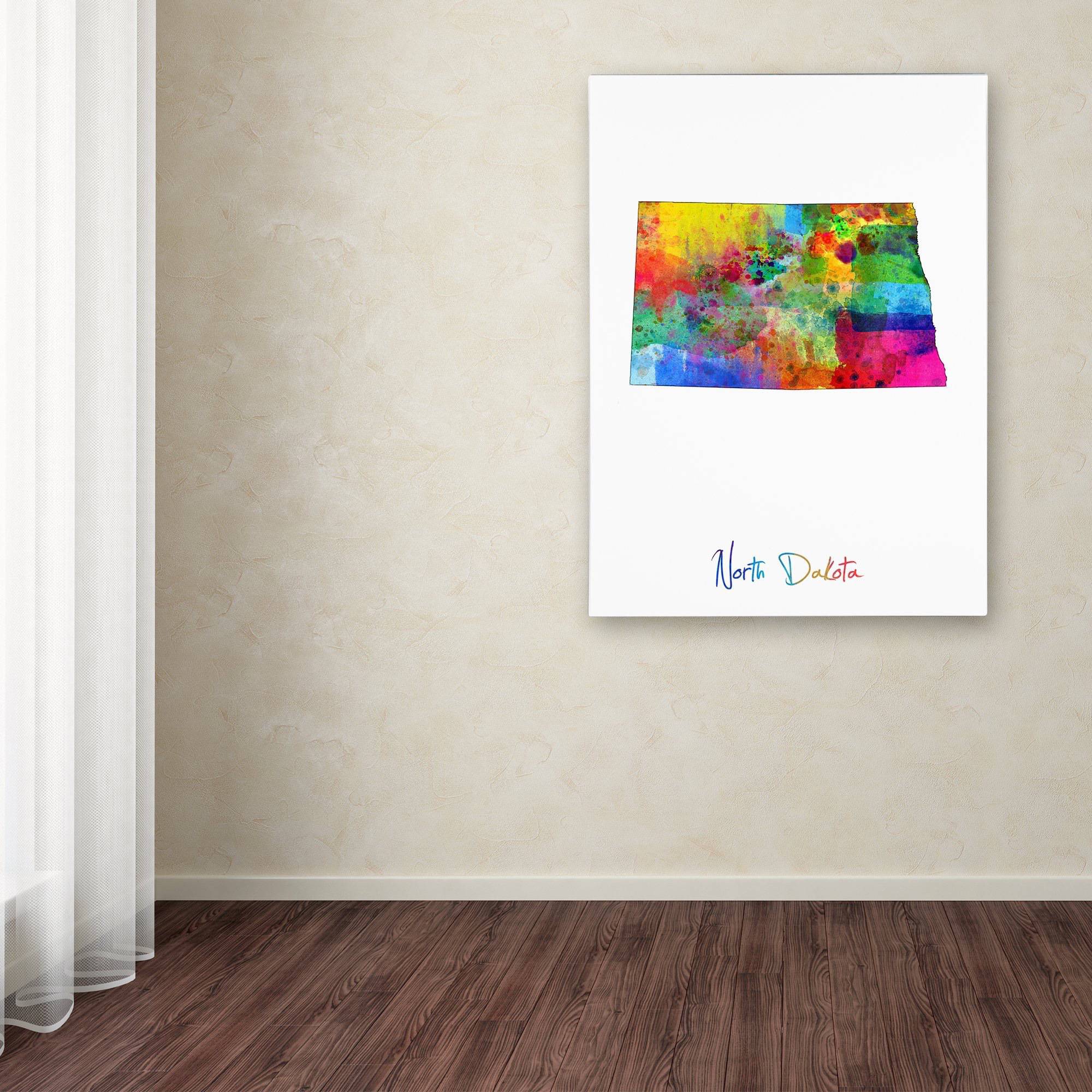 Trademark Fine Art "North Dakota Map" Canvas Art by Michael Tompsett