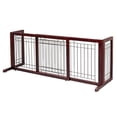 thumbnail image 2 of Free Standing Dog Gate, 37" - 68" Wide Pet Gate for Fireplace Stairs Doorways, Wooden Adjustable Pet Fence Indoor, Christmas Tree Gate (Cherry), 2 of 6
