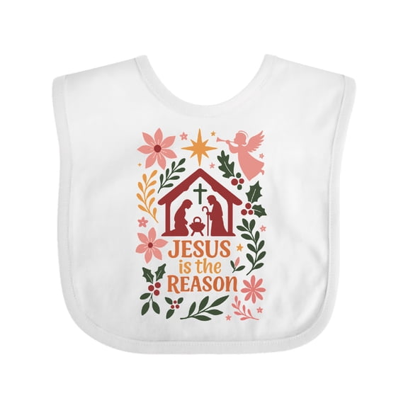 Inktastic Jesus is the Reason Nativity Scene Christmas Boys or Girls Baby Bib