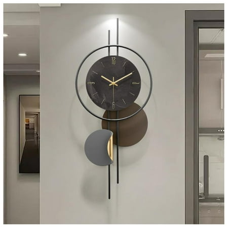 Decorative Wall Clock for Living Room,Large Modern Metal Wall Art Decor Silent Non Ticking Clock for Bedroom/Kitchen/Office