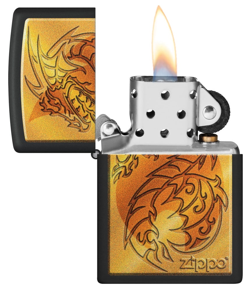 Zippo Flame and Dragon Black Matte Pocket Lighter