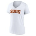 thumbnail image 2 of Women's White Phoenix Suns Wordmark V-Neck T-Shirt, 2 of 3