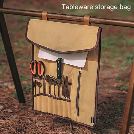 

Xinwanna Tableware Storage Bag Folding Large Capacity Wall-mounted Camping Hiking Picnic Seasoning Bag for Outdoor (Khaki)