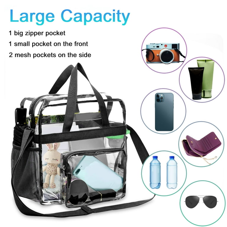 TACVEL Large Heavy Duty Clear Duffel Bag with Shoes Compartment, Stadium  Approved Clear Gym Bag with Adjustable Strap, Clear Tote Handbag for Home