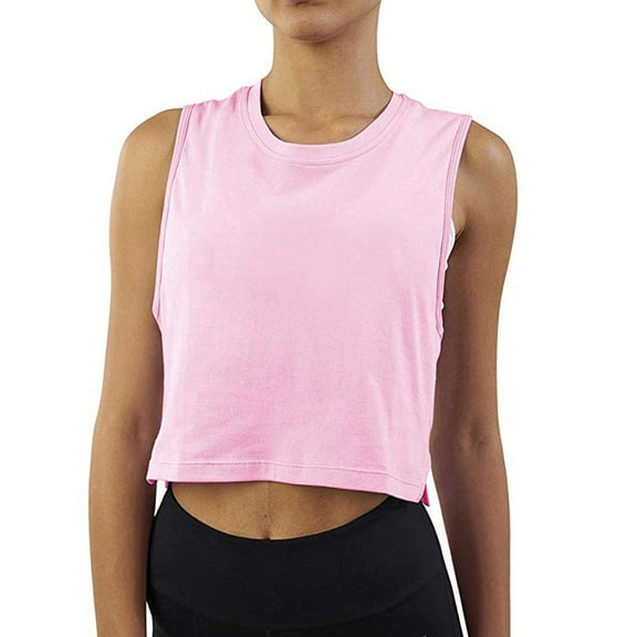 YUEJUIR Tank Top for Women Women Crop Top Sleeveless Racerback Workout Gym Solid Shirt Yoga Athletic Tank Womens Summer Tops Dressy Tank Tops for Women Womens Business Casual TopsPink