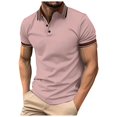 thumbnail image 2 of JTieacloth Button Down Collar T Shirt Men's Casual Ribbed Lapel Button Business Color Block T Shirt For Men Red XXXL, 2 of 5