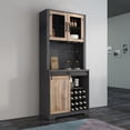 thumbnail image 5 of Tall Wine Bar Cabinet, Farmhouse Bar Storage Cabinet with Sliding Barn Door, Kitchen Storage Cabinet w/ Wine Rack & Glass Holders, Home Bar Cabinet for Dining Room, Living Room, Kitchen, 5 of 7