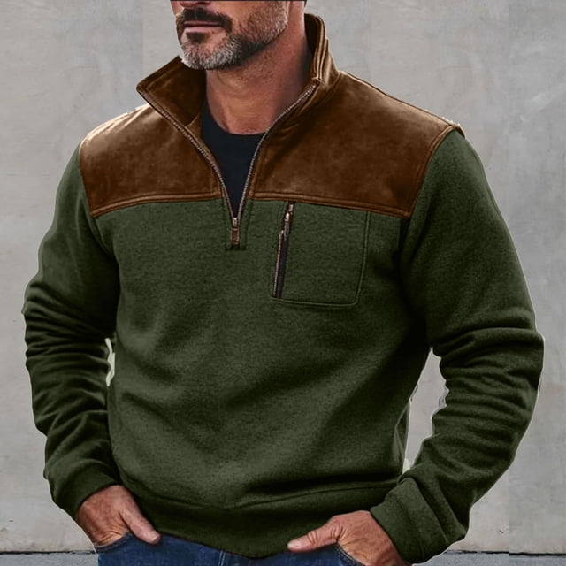 Seeotter Men's Quarter Zip Up Pullover Mock Neck Long Sleeve Sweater Casual Sweatshirt