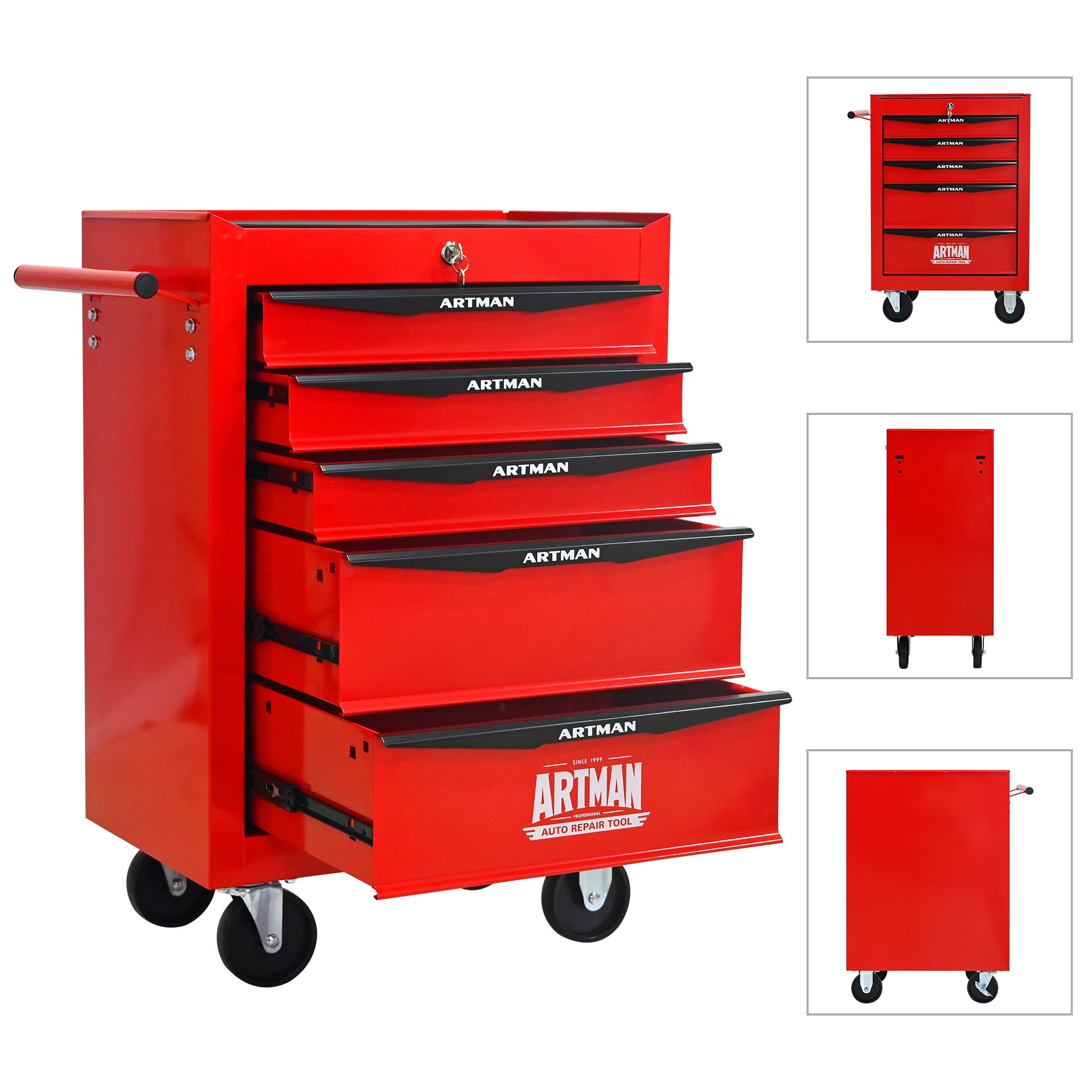 ARTMAN 20" 5-Drawer Rolling Metal Tool Chest ,Heavy Duty Industrial Service Cart Storage Organizer with Locking System for Garage Workshop Warehouse