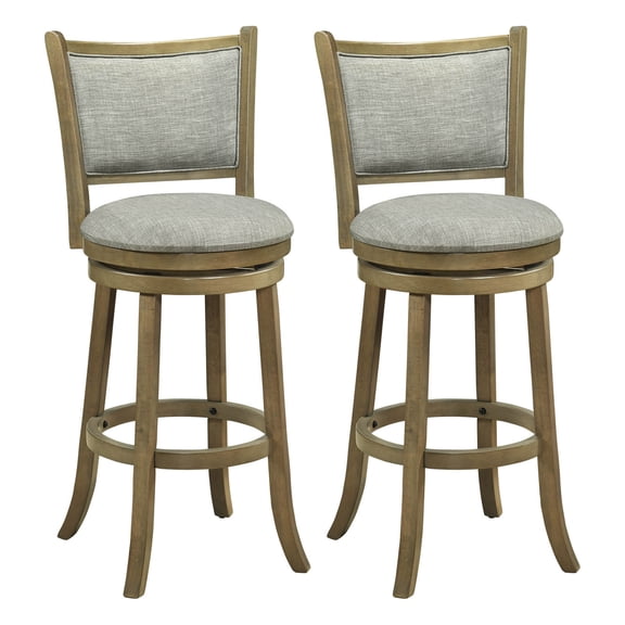 Costway 30"Swivel Bar Stools Set of 2, with Backrests and Wood Frame,Upholstered Bar Chairs
