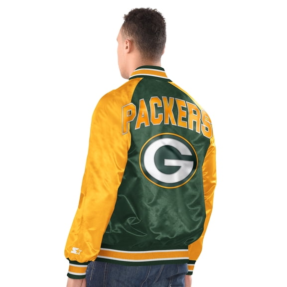 Men's Starter Green/Gold Green Bay Packers Inductee Raglan Full-Snap Varsity Jacket