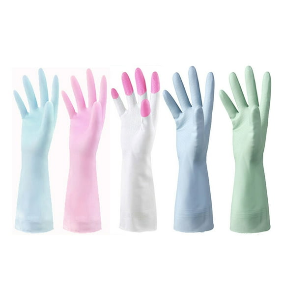 Supvox 3 Pairs Household Gloves Waterproof Rubber Thin Assorted Color for Adults