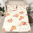 thumbnail image 2 of Homewish Kawaii Sleep Capibara Twin Sheet Sets, Cartoon Galaxy Cloud Twin Fitted Sheet, Teens Kids Boys Girls Flat Sheet, Microfiber Bedroom Decor, 3pcs, 2 of 7
