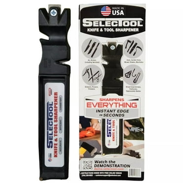 SELECTOOL 4-in-1 Manual Knife & Tool Handheld Sharpener with Carboloy Inserts for Kitchen & Outdoors